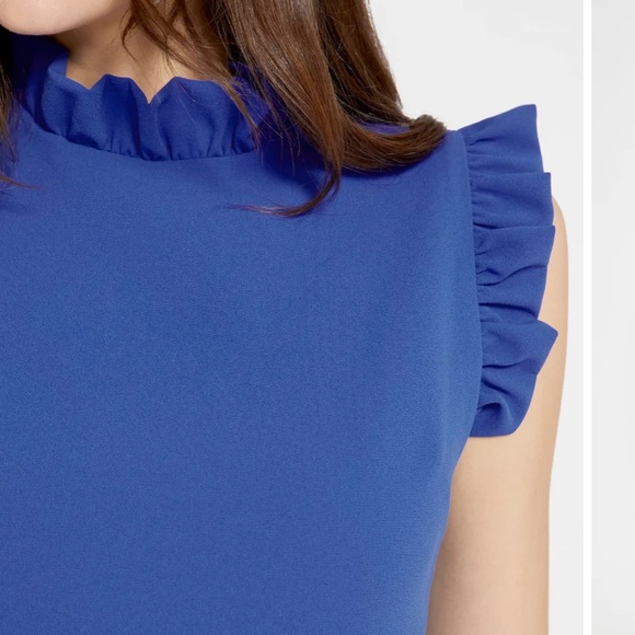 Alice + Olivia Blue Dress Elsa Ruffle A Line Sleeveless Dress Ultramarine NWT - Picture 2 of 4